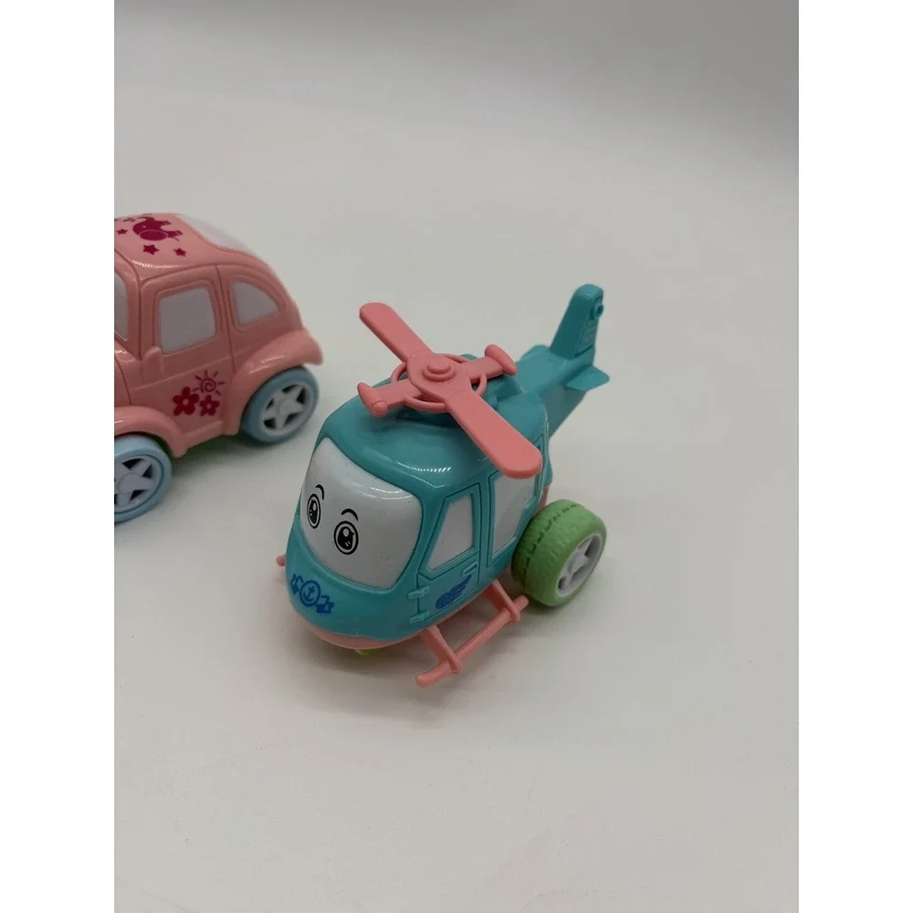 4-in-1 Cartoon Vehicles from the Fun Little Toys Pink Plane Train Car Helicopter